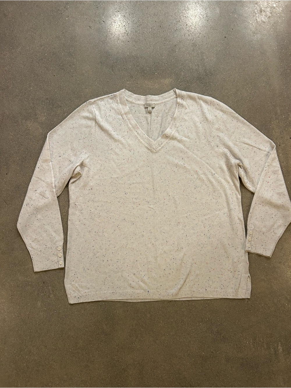 Talbots V-Neck Speckled Cream Sweater